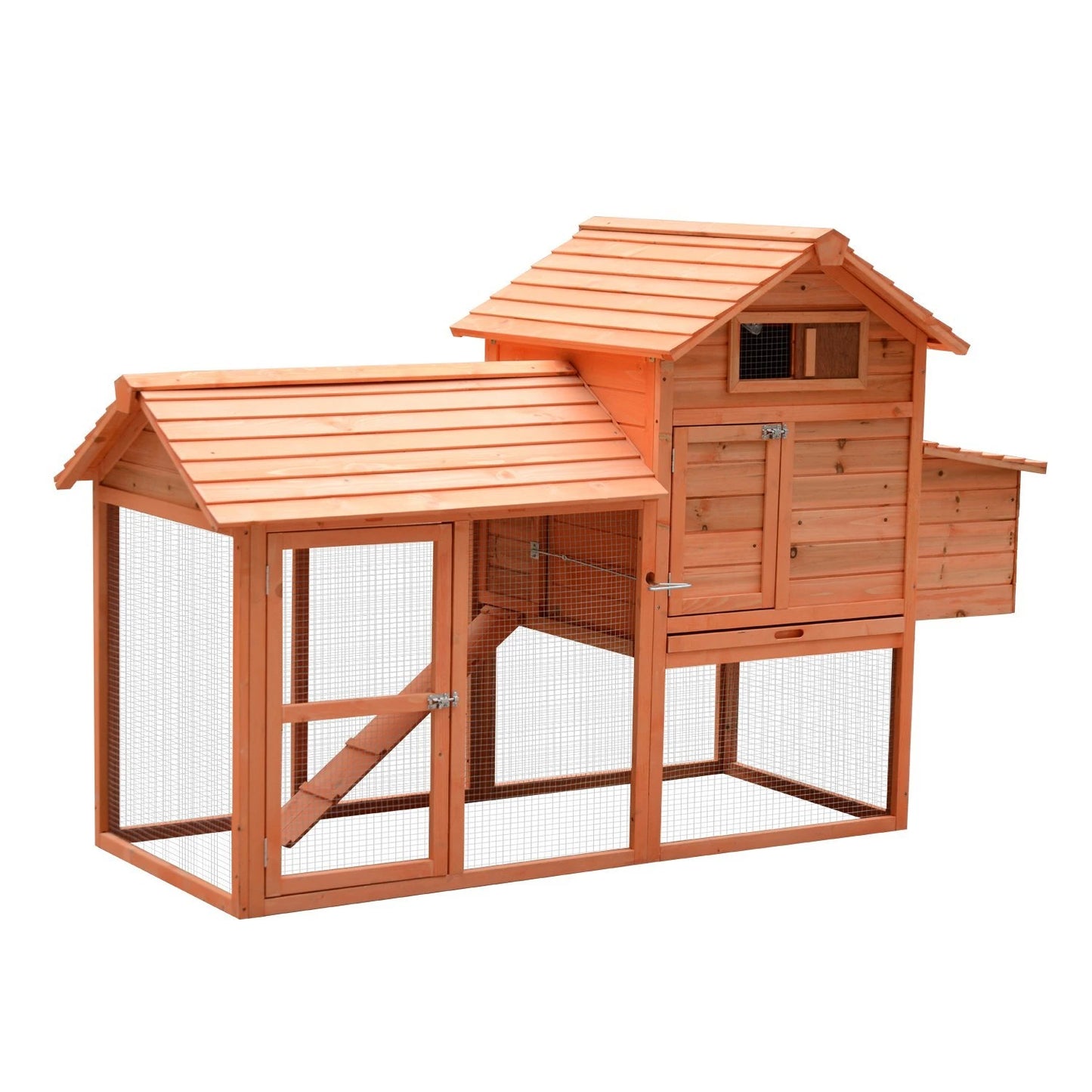 82" Wooden Chicken Coop, Rabbit Hutch, Poultry Cage with Run Chicken Coops Orange at Gallery Canada
