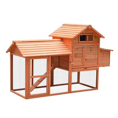 82" Wooden Chicken Coop, Rabbit Hutch, Poultry Cage with Run Chicken Coops Orange at Gallery Canada