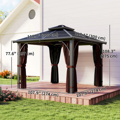 10' x 10' Hardtop Gazebo, 7mm Polycarbonate Roof, Netting And Curtains, Coffee Gazebos at Gallery Canada