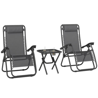Zero Gravity Chair Set of 2, Patio Chair with Side Table, Grey Lounger Chairs Grey at Gallery Canada