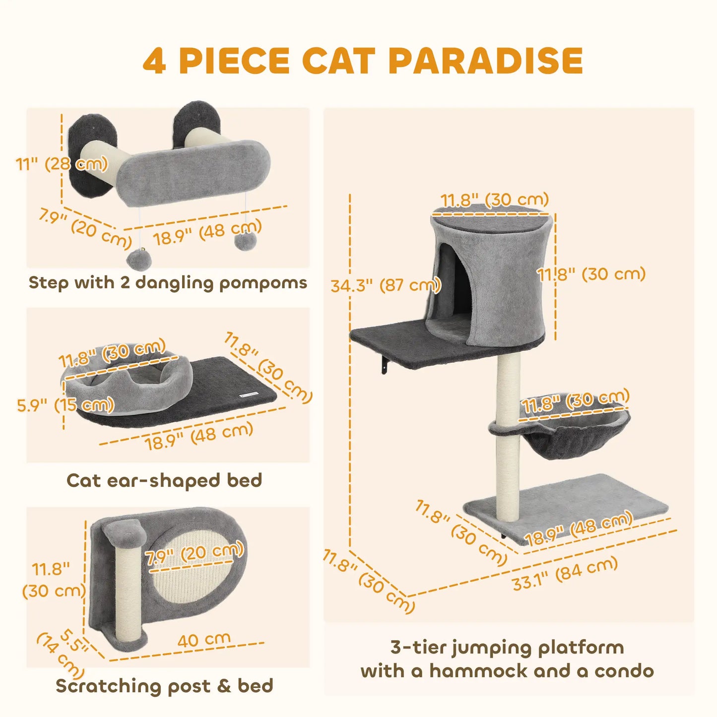 4Pcs Cat Wall Shelves with Scratching Post, Pad, Hammock, Bed Cat Climbing Wall at Gallery Canada
