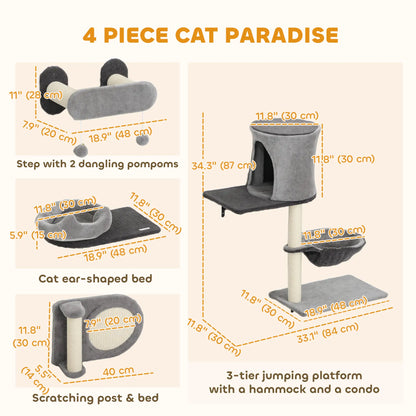 4Pcs Cat Wall Shelves with Scratching Post, Pad, Hammock, Bed Cat Climbing Wall at Gallery Canada