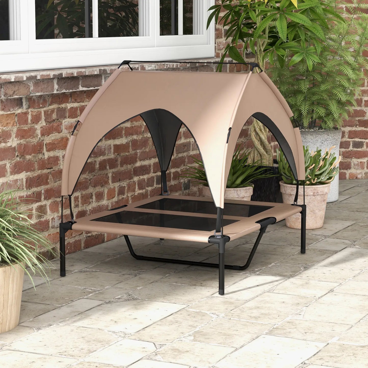 Raised Dog Bed, Cooling Cot with Canopy, Washable Mesh, Medium Large, Coffee Elevated Dog Beds at Gallery Canada