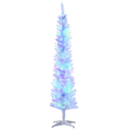 6' Pencil Artificial Christmas Tree, Colourful LED Lights, White Pencil Christmas Trees White at Gallery Canada