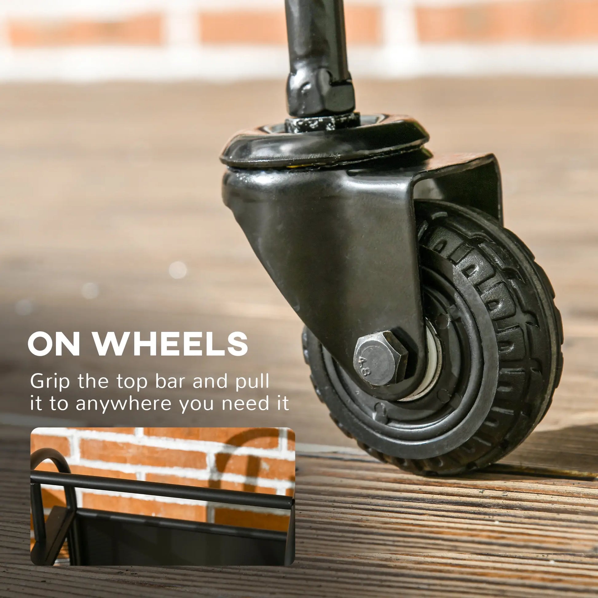 15" Outdoor Firewood Rack With Wheels, Heavy Duty Log Storage, Black Firewood Racks at Gallery Canada