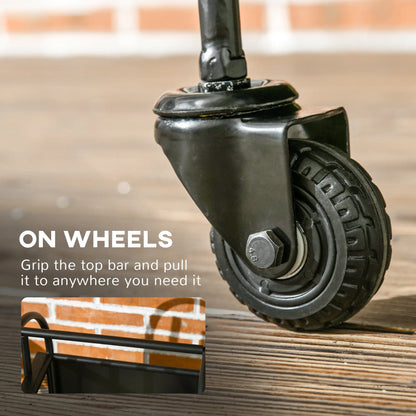 15" Outdoor Firewood Rack With Wheels, Heavy Duty Log Storage, Black Firewood Racks at Gallery Canada