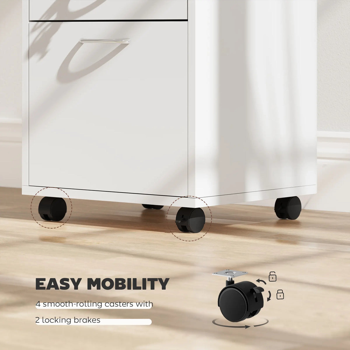24" Vertical Filing Cabinet with Lock, Mobile, White Office Cabinets & Cupboards at Gallery Canada