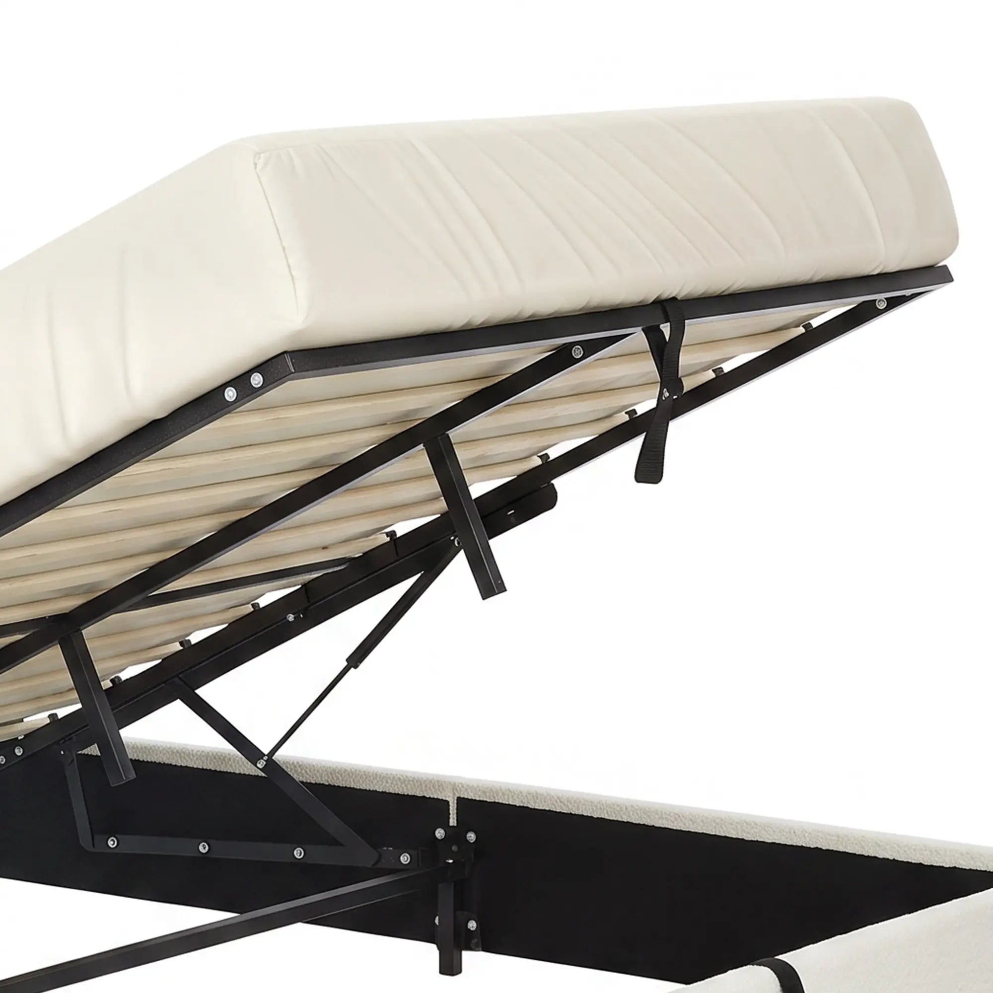 Queen Bed Frame with Charging Station, LED Lights, Adjustable Headboard, White Bed Frames at Gallery Canada