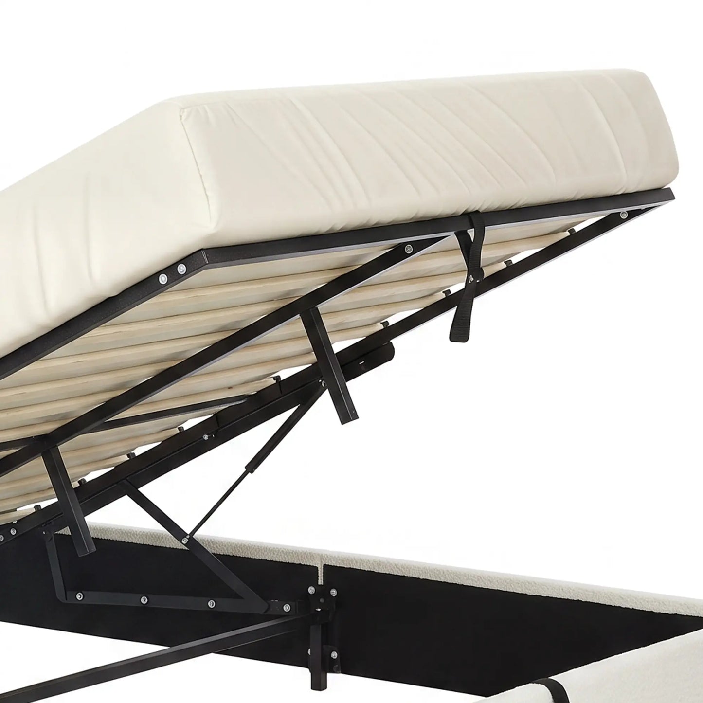 Queen Bed Frame with Charging Station, LED Lights, Adjustable Headboard, White Bed Frames at Gallery Canada