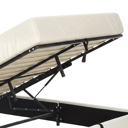 Queen Bed Frame with Charging Station, LED Lights, Adjustable Headboard, White Bed Frames at Gallery Canada