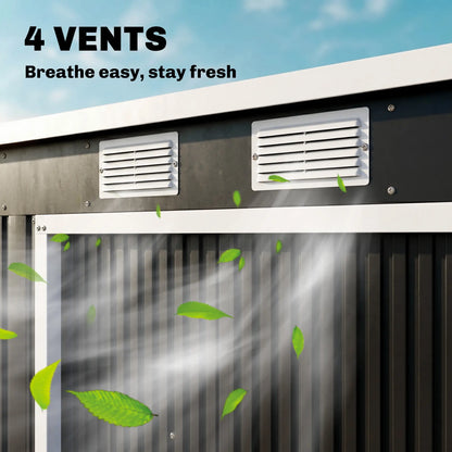 7 x 4ft Galvanised Steel Garden Shed, Foundation Kit, Dark Grey Sheds at Gallery Canada