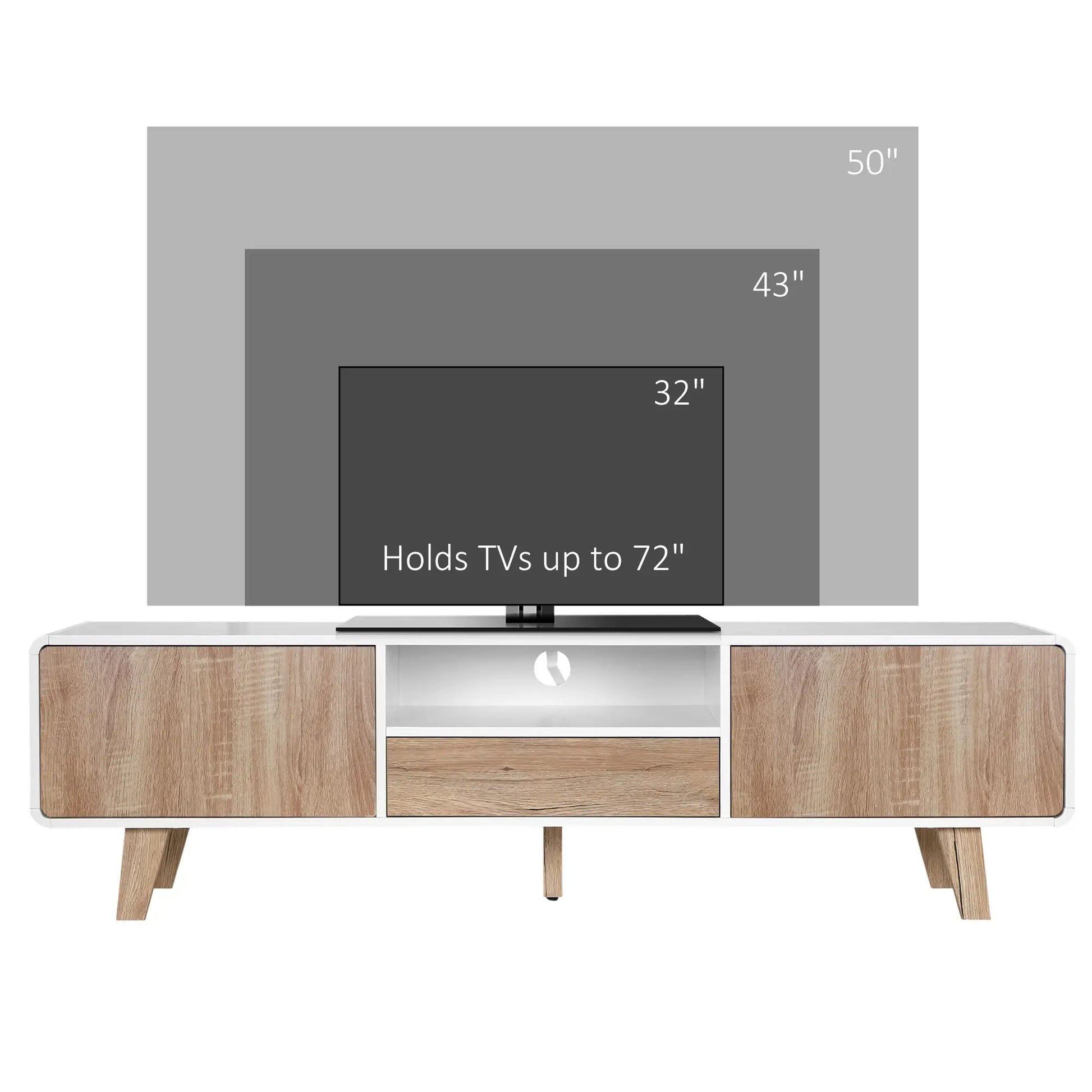 Modern TV Stand for 72" TVs, Push-Open Drawer, Storage, Cable Management TV Stands at Gallery Canada
