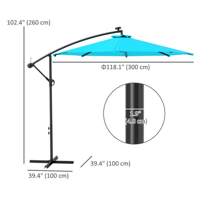 10ft Outdoor Cantilever Umbrella, Solar Lights, Adjustable Angle, Turquoise Offset Cantilever Umbrellas at Gallery Canada