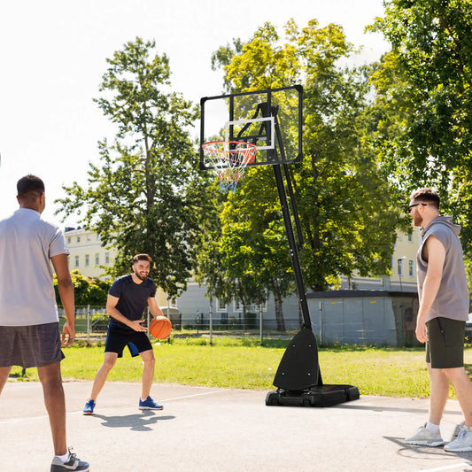 Portable Basketball Hoop and Stand, 115.4"-137.8" Height Adjustable Basketball Red and Black at Gallery Canada