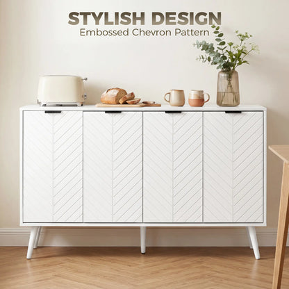 Modern Sideboard and Buffet, Dining Room Cabinet with Adjustable Shelves and 4 Doors, White Storage Cabinets at Gallery Canada