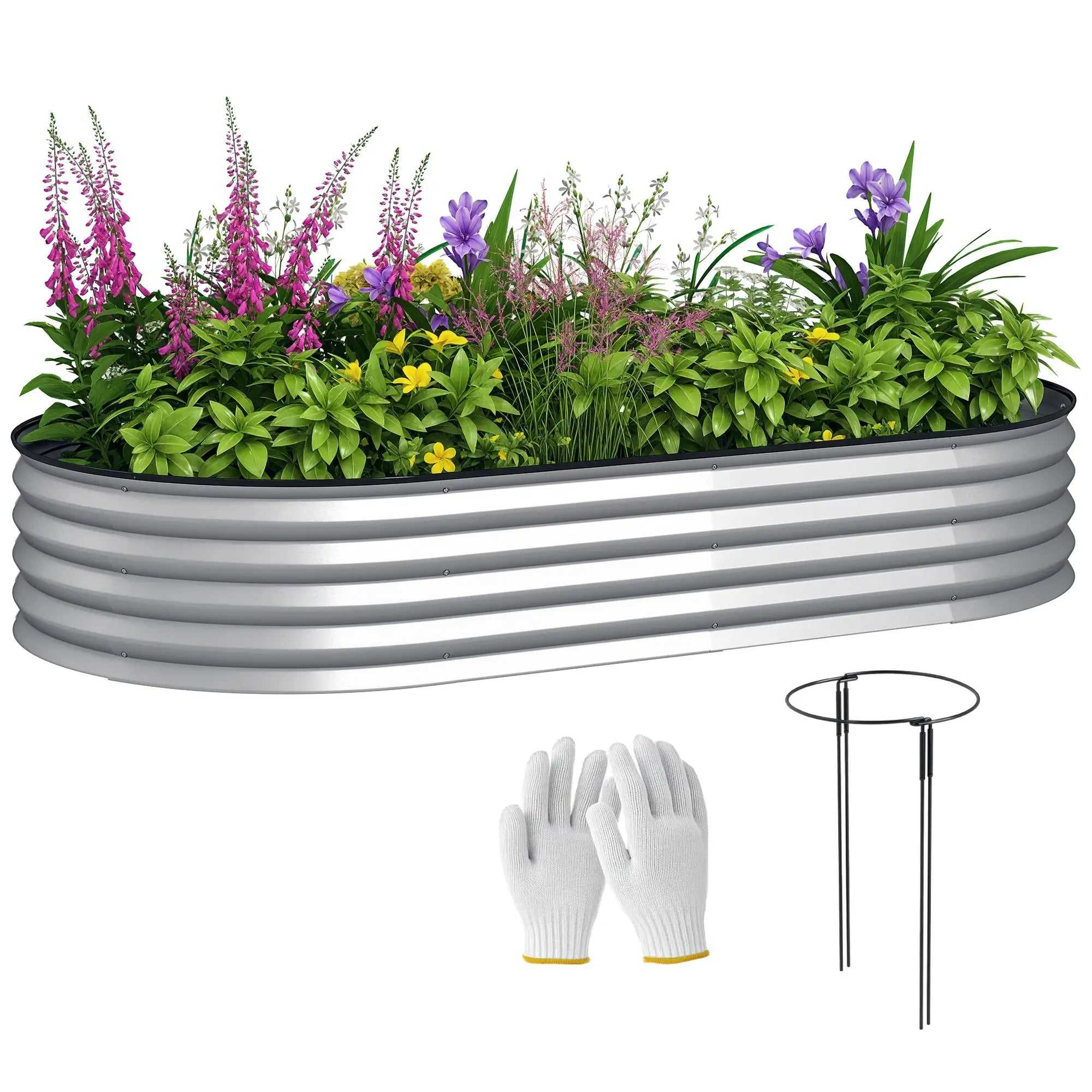 6' x 3' x 1' Galvanized Raised Garden Bed, Metal Plant Stake, Silver Raised Garden Beds at Gallery Canada