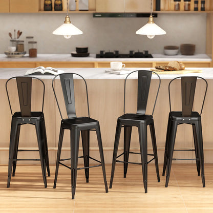 24 Inch Bar Stools, Set of 4, Industrial Kitchen, Black Metal Frame, Black Bar Stools at Gallery Canada