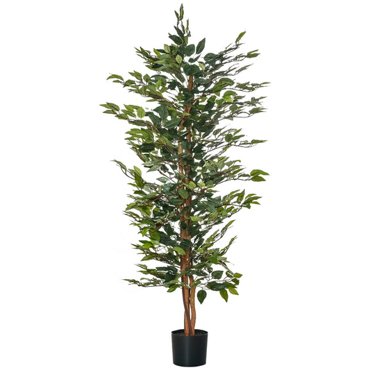 5FT Artificial Ficus Tree, Fake Plant in Nursery Pot, Indoor Decor Artificial Trees Green at Gallery Canada
