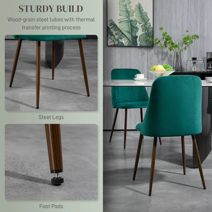 Upholstered Dining Chairs Set of 4, Velvet, Wood-Grain Steel Leg, Green Bar Stools at Gallery Canada