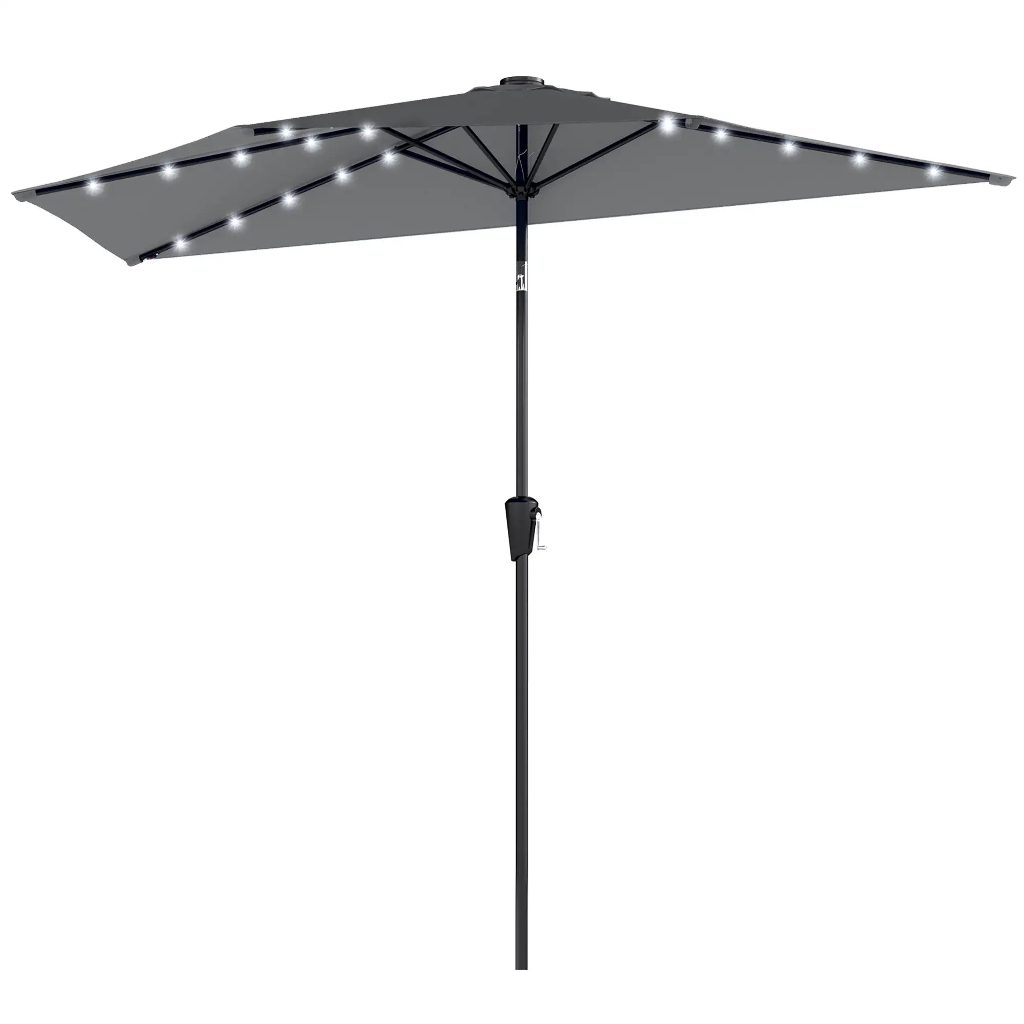 Half Patio Umbrella With Solar LED Lights, 9ft, Dark Grey Half Round Umbrellas at Gallery Canada