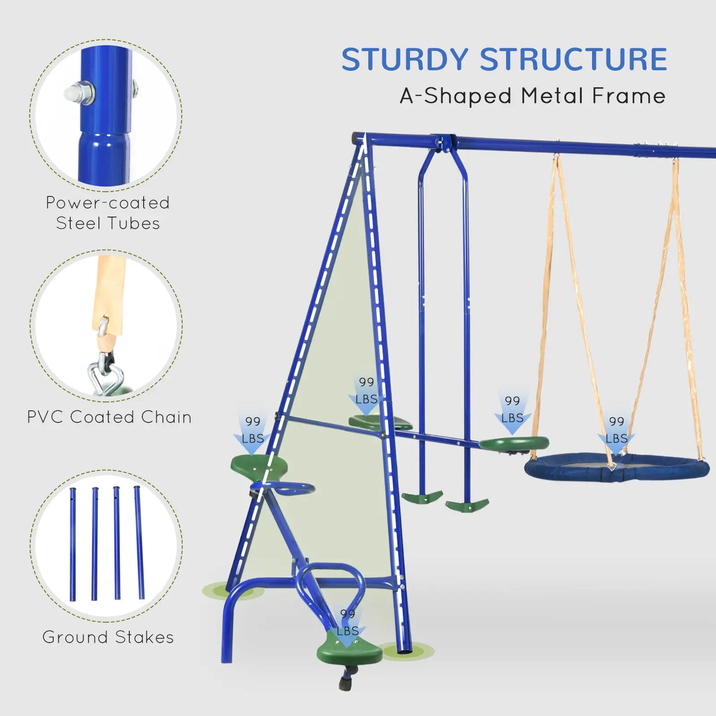 5 in1 Kids Swing Set, Saucer Swing, Slide, Seesaw, Glider, Swing Seat Gym Sets & Swings at Gallery Canada