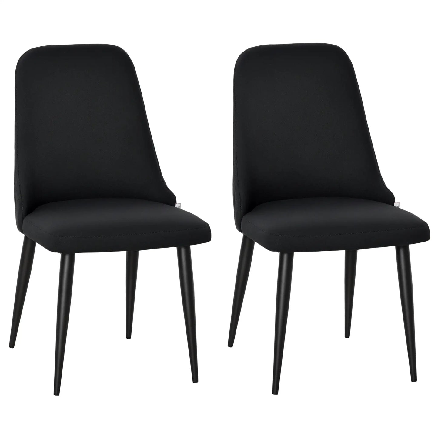 Modern Dining Chair Set of 2, Fabric Upholstered, Metal Legs, Black Bar Stools Black at Gallery Canada