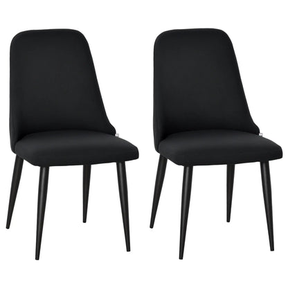 Modern Dining Chair Set of 2, Fabric Upholstered, Metal Legs, Black Bar Stools Black at Gallery Canada