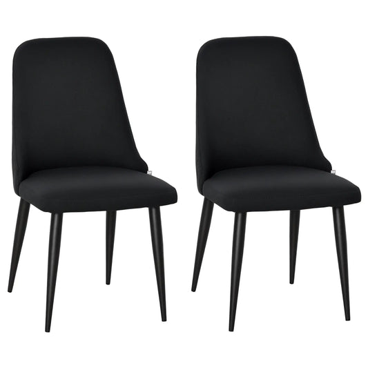 Modern Dining Chair Set of 2, Fabric Upholstered, Metal Legs, Black Bar Stools Black at Gallery Canada