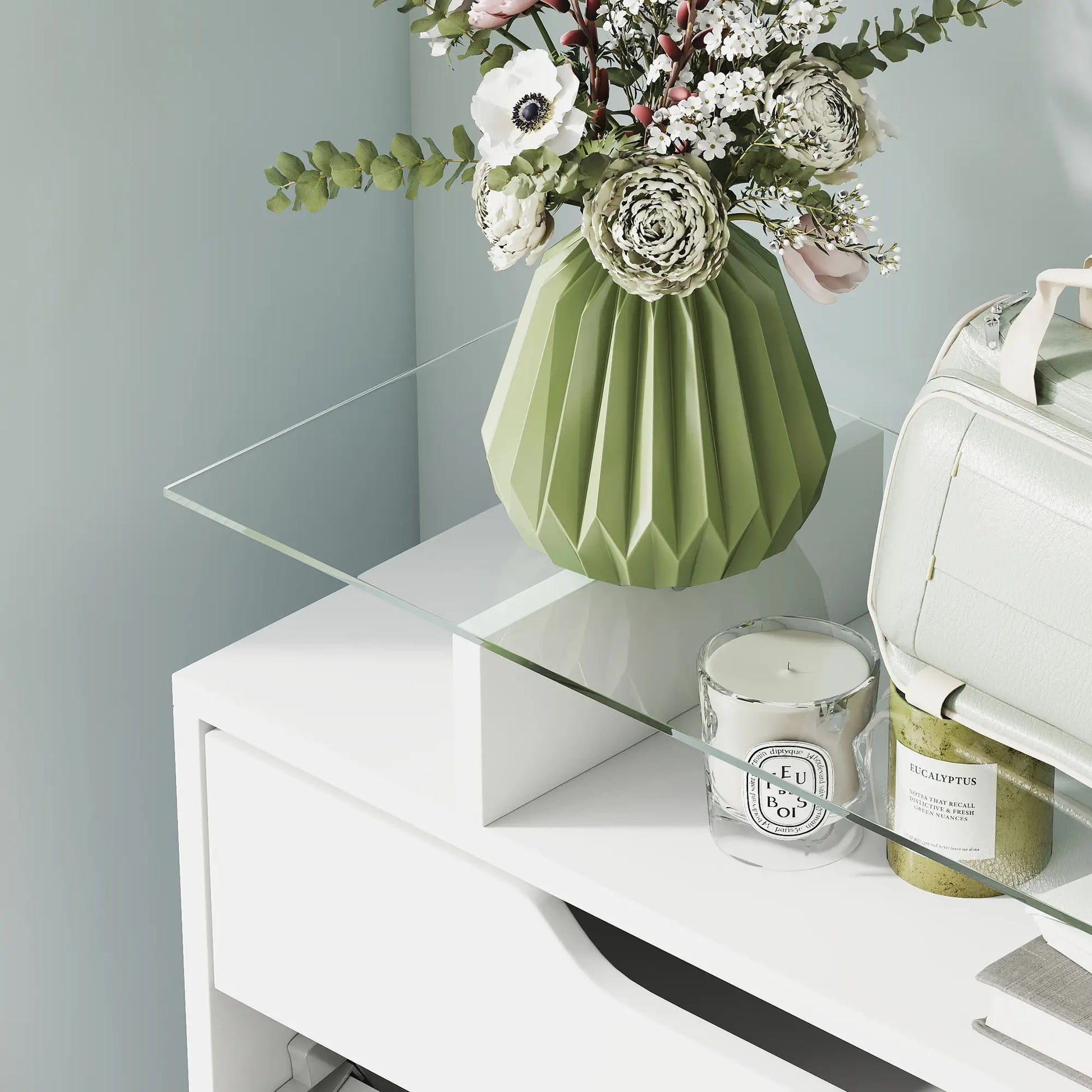 High Gloss Shoe Cabinet, 2 Flip Drawers, Adjustable Shelves, Glass Top, White Shoe Storage Cabinets & Racks at Gallery Canada