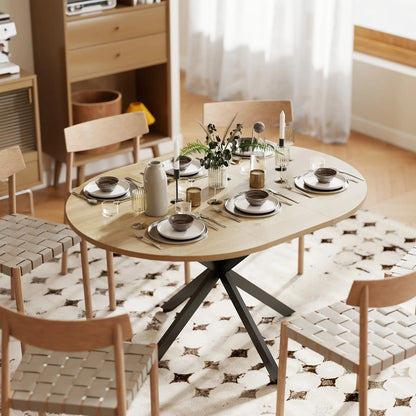 Extendable Dining Table, 39.5"-53", Natural Wood, Industrial Kitchen Table Dining Tables at Gallery Canada