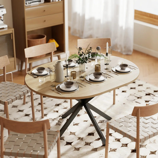 Extendable Dining Table, 39.5"-53", Natural Wood, Industrial Kitchen Table Dining Tables at Gallery Canada