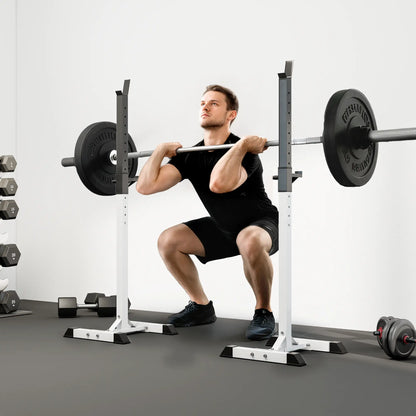 Adjustable Barbell Rack, Squat Stand, 2 Bars Holder, Black, White Power Towers at Gallery Canada