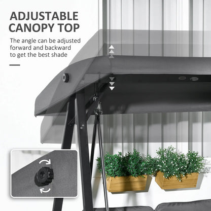 2-Seater Outdoor Swing with Canopy, Patio Chair, Dark Grey Patio Swings with Stand at Gallery Canada