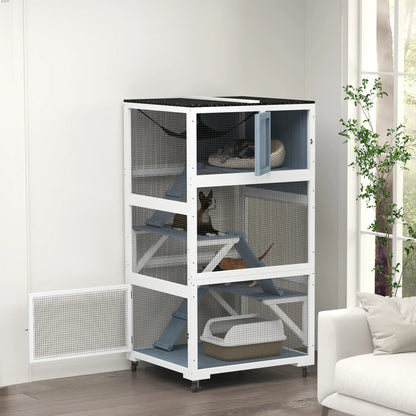 34" L Cat Enclosure on Wheels, Hammock, Platforms, Grey Outdoor Cat Enclosures at Gallery Canada