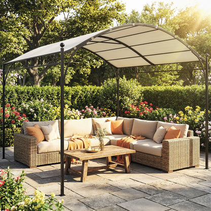 10' x 10' Outdoor Pergola, Galvanized Steel Frame, UV30+ Canopy, Cream White