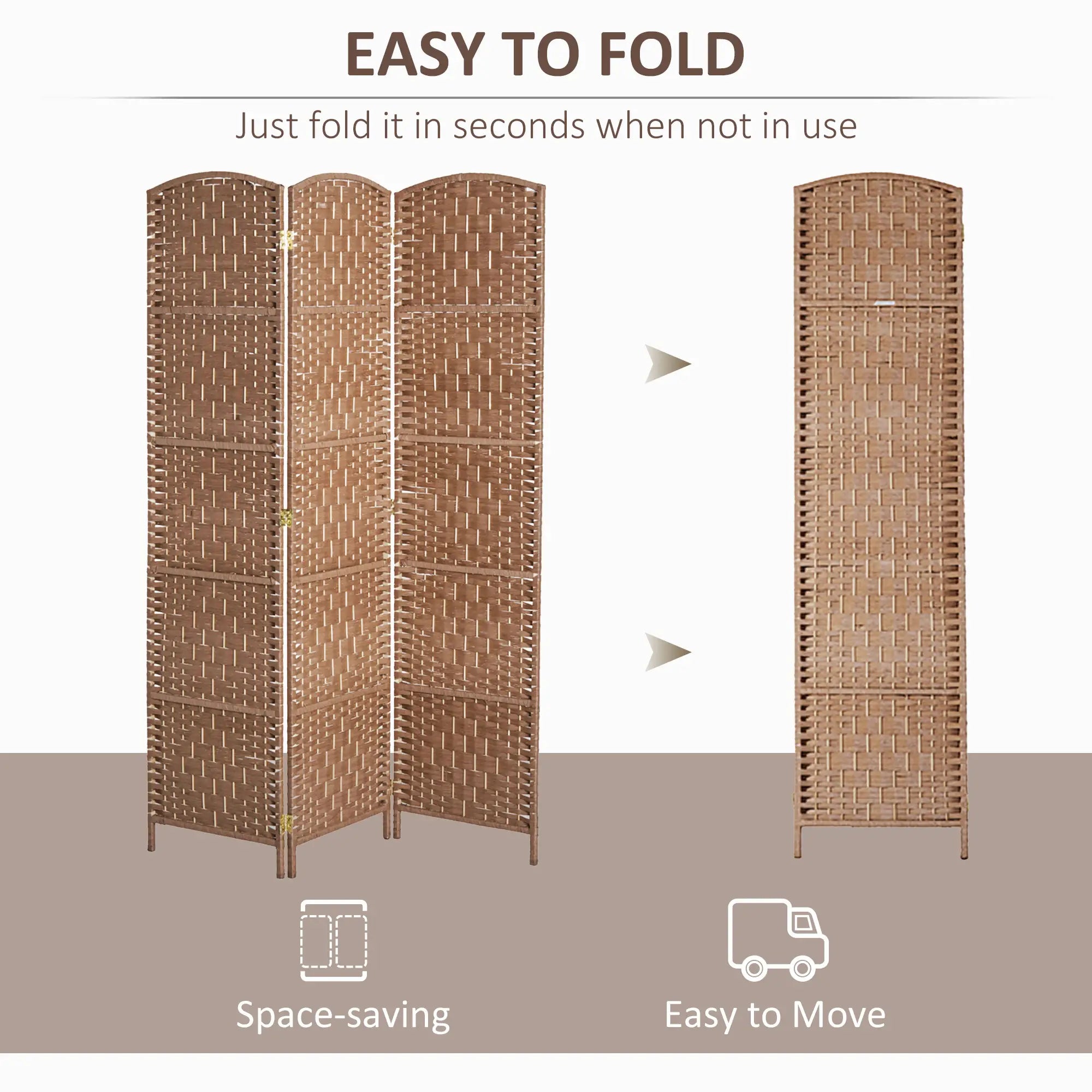 6ft Folding Room Divider, 3 Panel Wooden Frame, Natural Room Dividers at Gallery Canada