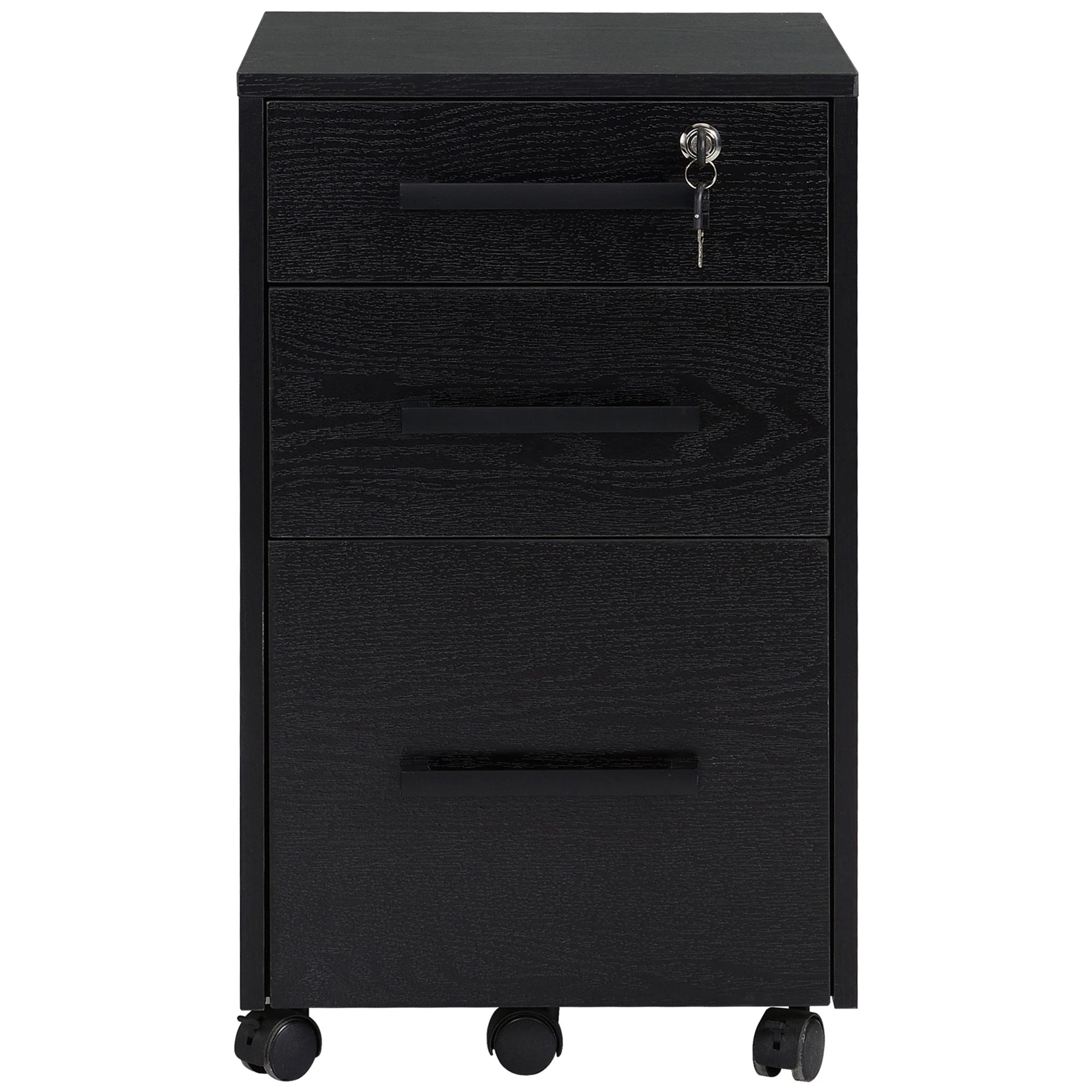 Lockable 3 Drawer Vertical File Cabinet, Hanging Bars, Letter and A4 Size, Black Office Cabinets & Cupboards Black at Gallery Canada