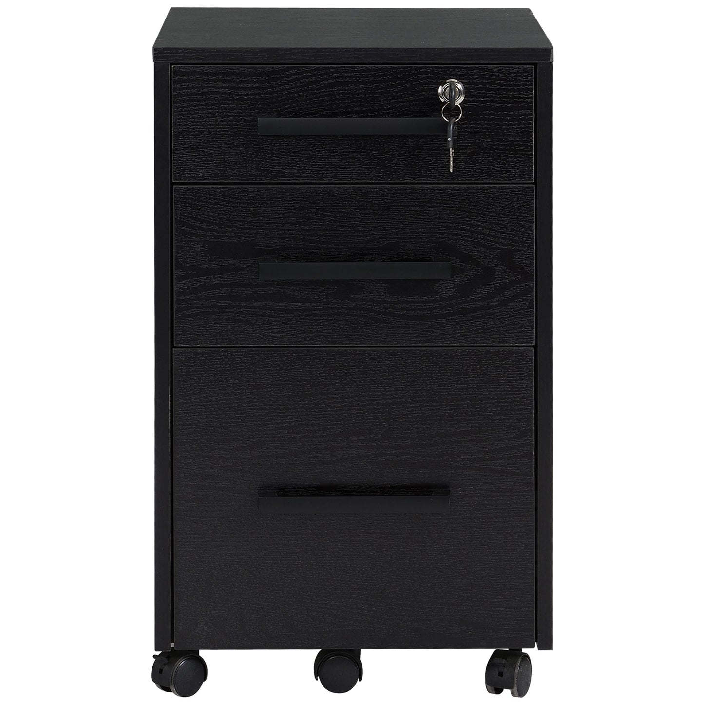 Lockable 3 Drawer Vertical File Cabinet, Hanging Bars, Letter and A4 Size, Black Office Cabinets & Cupboards Black at Gallery Canada