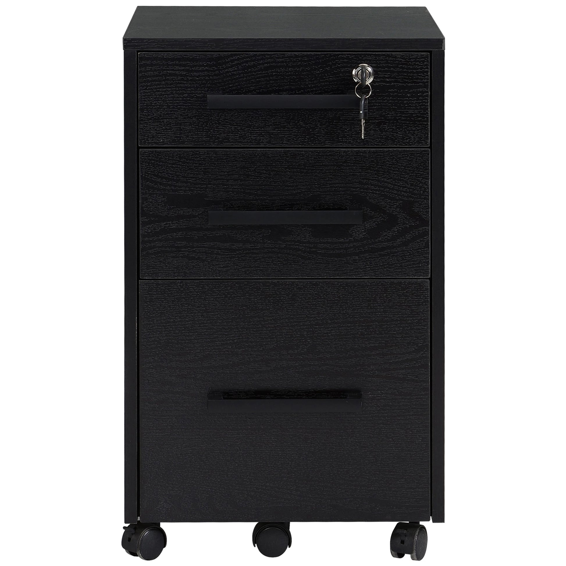 Lockable 3 Drawer Vertical File Cabinet, Hanging Bars, Letter and A4 Size, Black Office Cabinets & Cupboards Black at Gallery Canada
