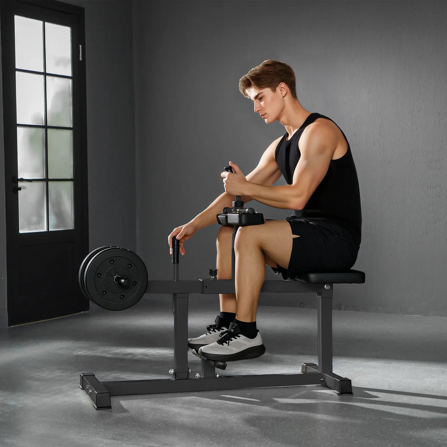 Adjustable Seated Calf Raise, Steel Leg Press Machine, Strength Training, Black More-Strength Training Equipment at Gallery Canada