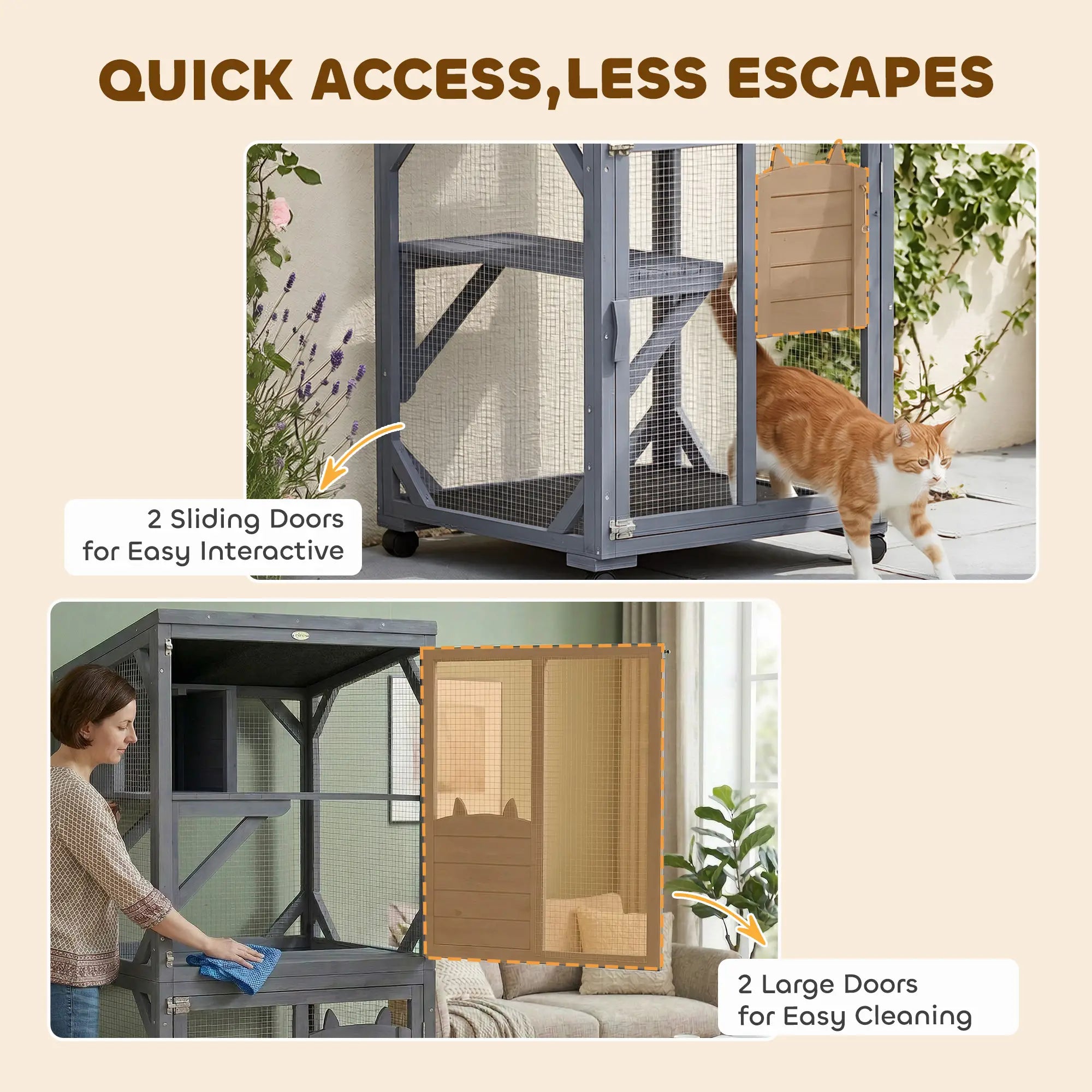Movable Catio With Resting Box, 3 Jumping Platforms, Waterproof Roof Outdoor Cat Enclosures at Gallery Canada