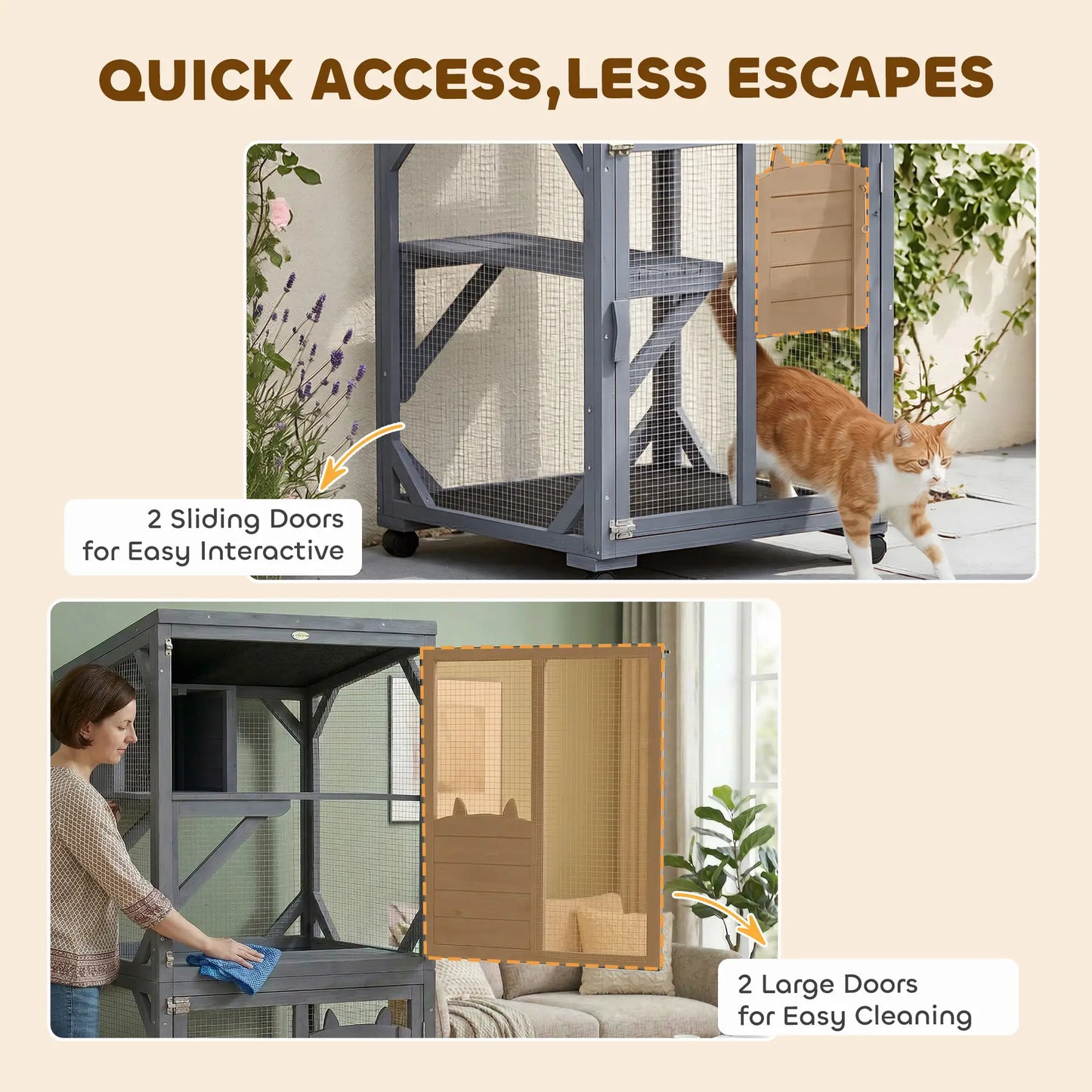 Movable Catio With Resting Box, 3 Jumping Platforms, Waterproof Roof Outdoor Cat Enclosures at Gallery Canada