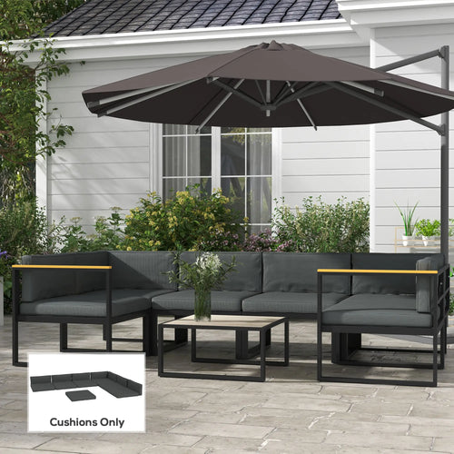Replacement Cushions for Rattan Furniture, 14 Piece, 7 Seat 7 Back, Grey