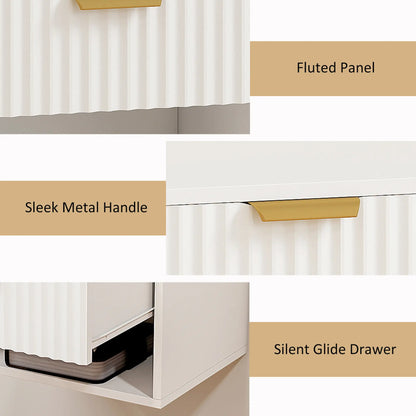 Floating Nightstands, Set of 2 with Drawer and Shelf, White Bedside Tables at Gallery Canada