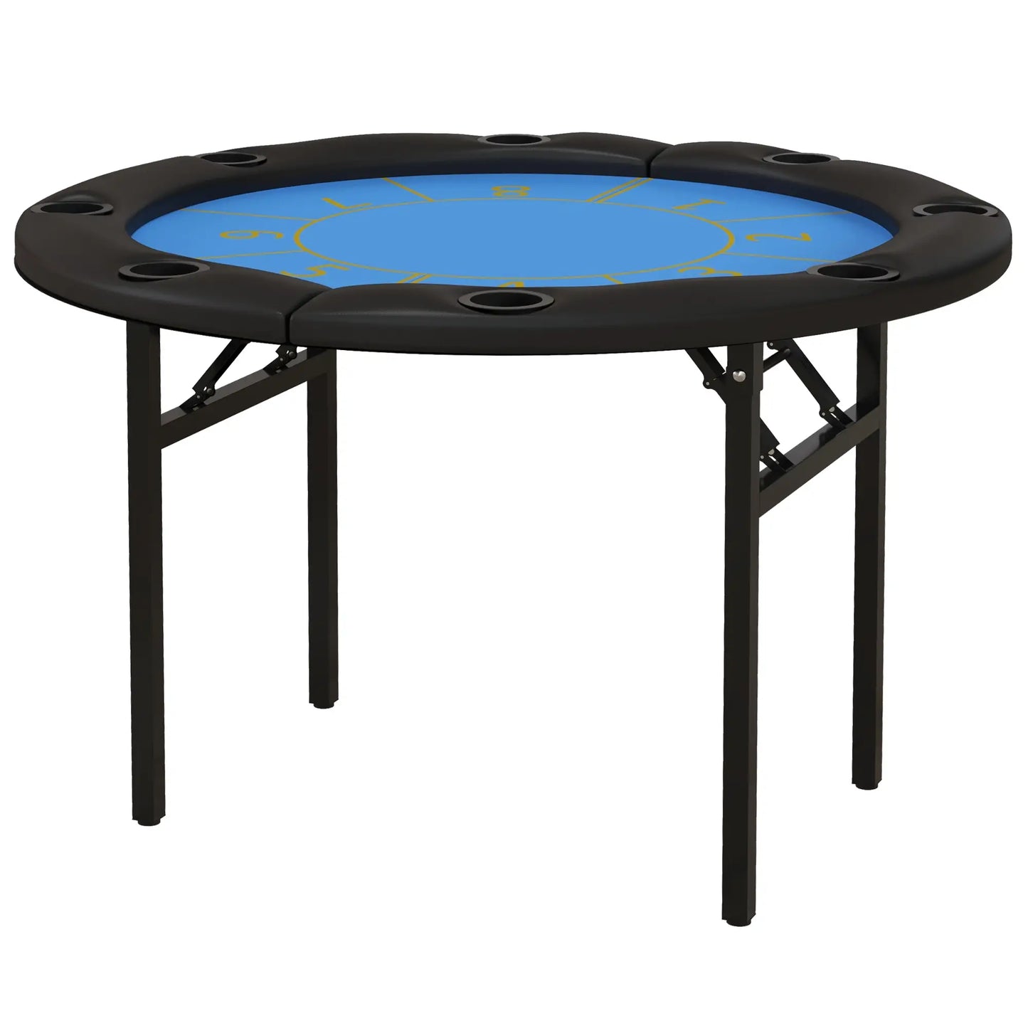 Foldable Poker Table, Texas Holdem, 47" Round, Black Game Tables Blue, Black at Gallery Canada