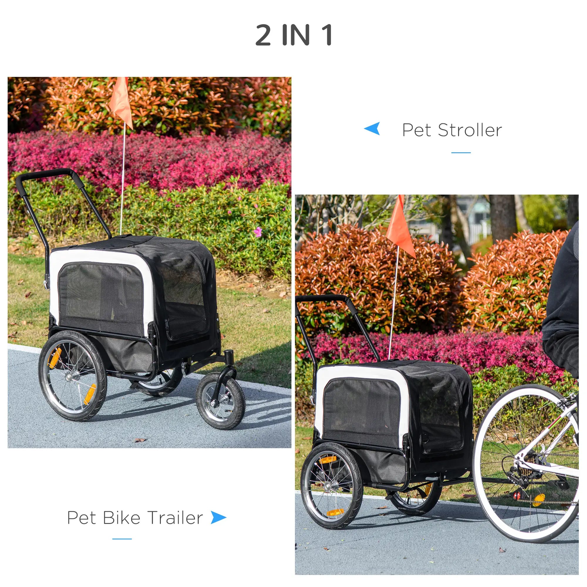 Dog Bike Trailer And Stroller, Safety Leash, Hitch, Flag, Reflectors, Cushion, Grey Dog Bike Trailers & Strollers at Gallery Canada