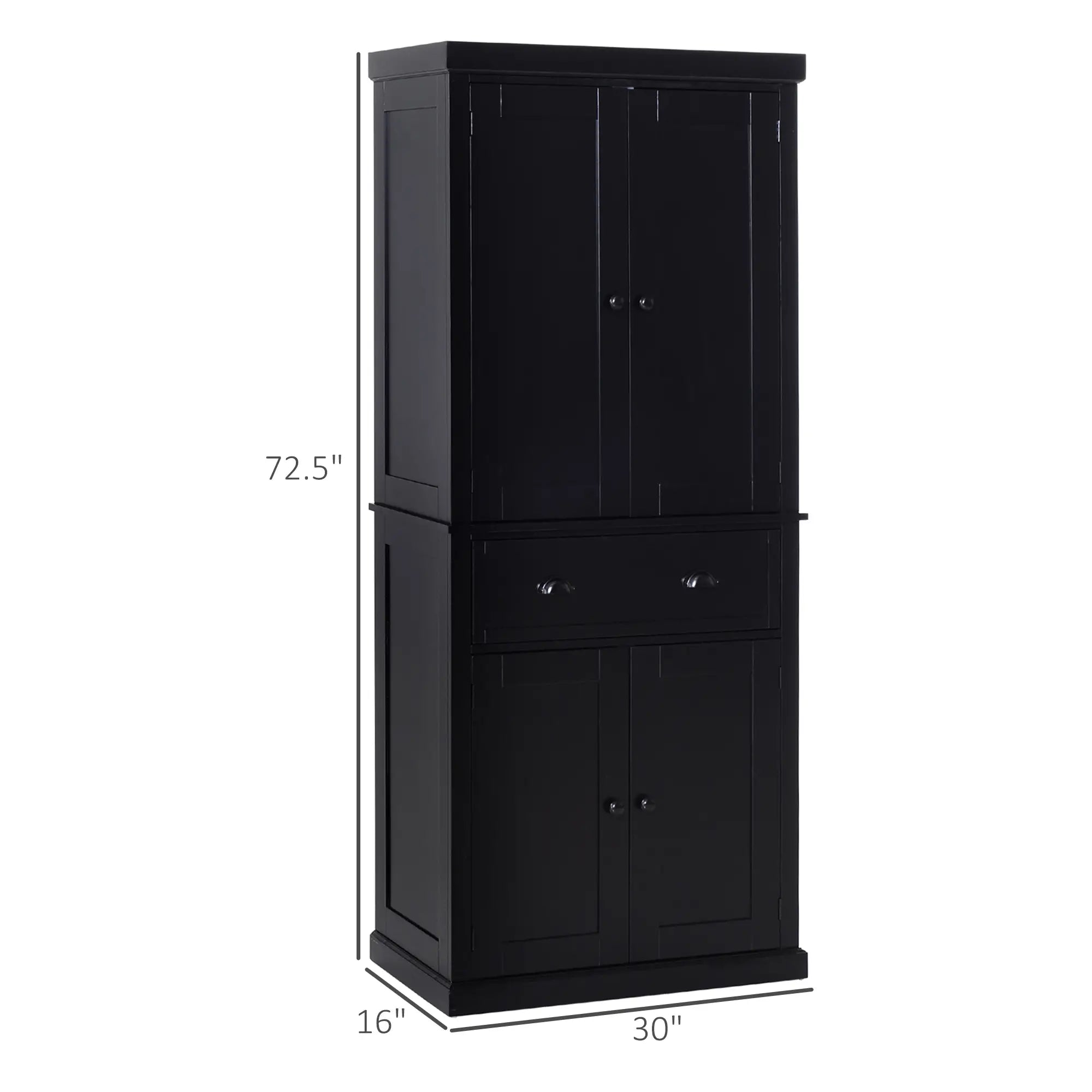 Standing Kitchen Cabinet, 2 Drawers, MDF Board, Black Kitchen Pantry Cabinets at Gallery Canada