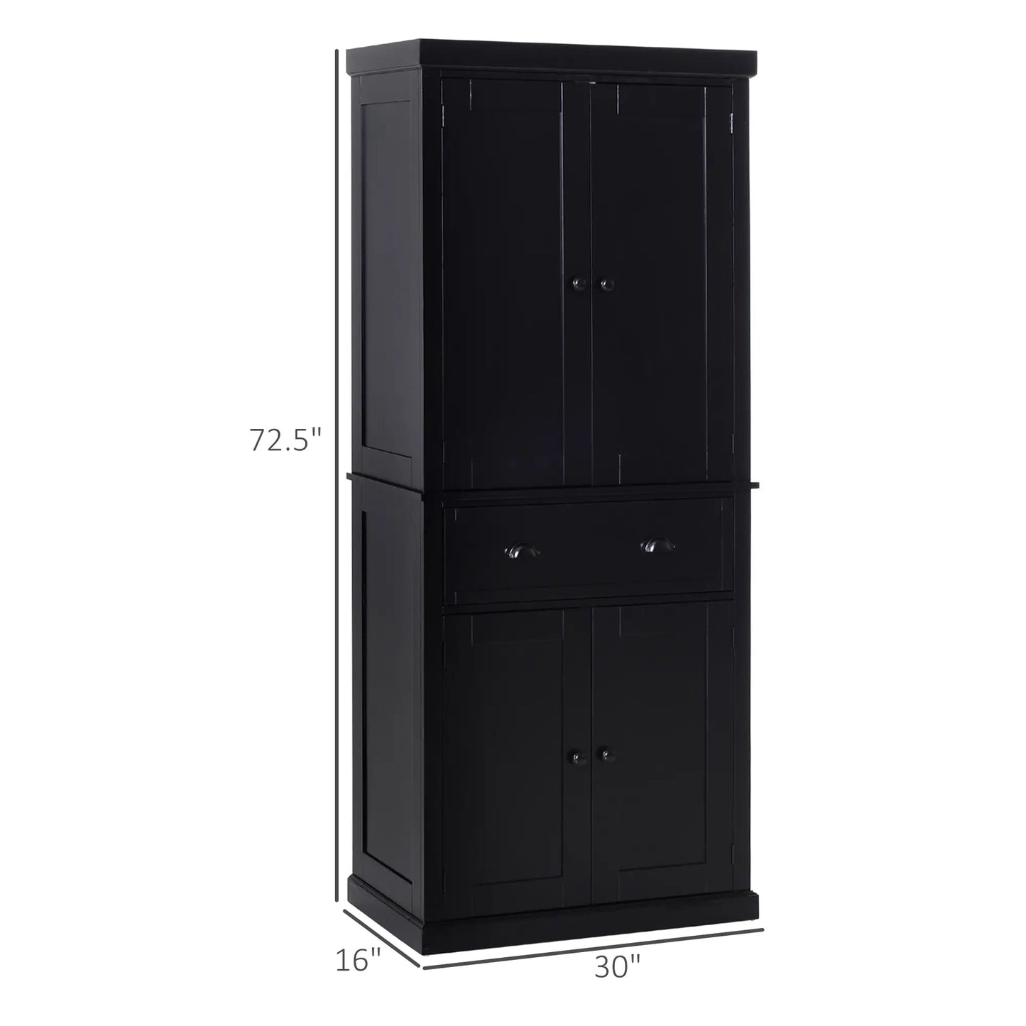 Standing Kitchen Cabinet, 2 Drawers, MDF Board, Black Kitchen Pantry Cabinets at Gallery Canada