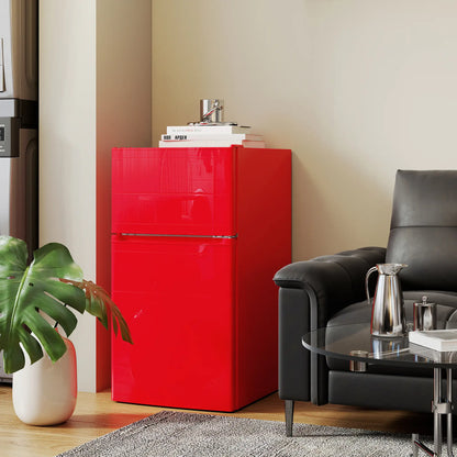 3.2 Cu Ft Compact Refrigerator, Mini Fridge with Freezer, Adjustable Shelves, Red Small Kitchen Appliances at Gallery Canada