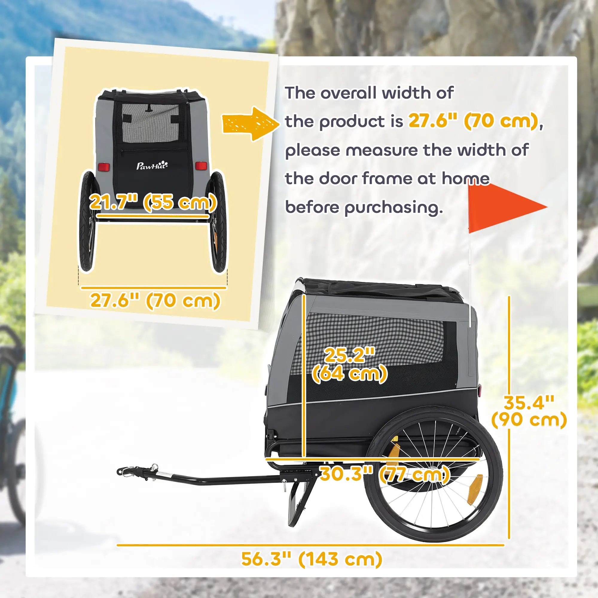 Dog Bike Trailer, Pet Cart Carrier, Large Wheels, 2 Doors Dog Bike Trailers & Strollers at Gallery Canada